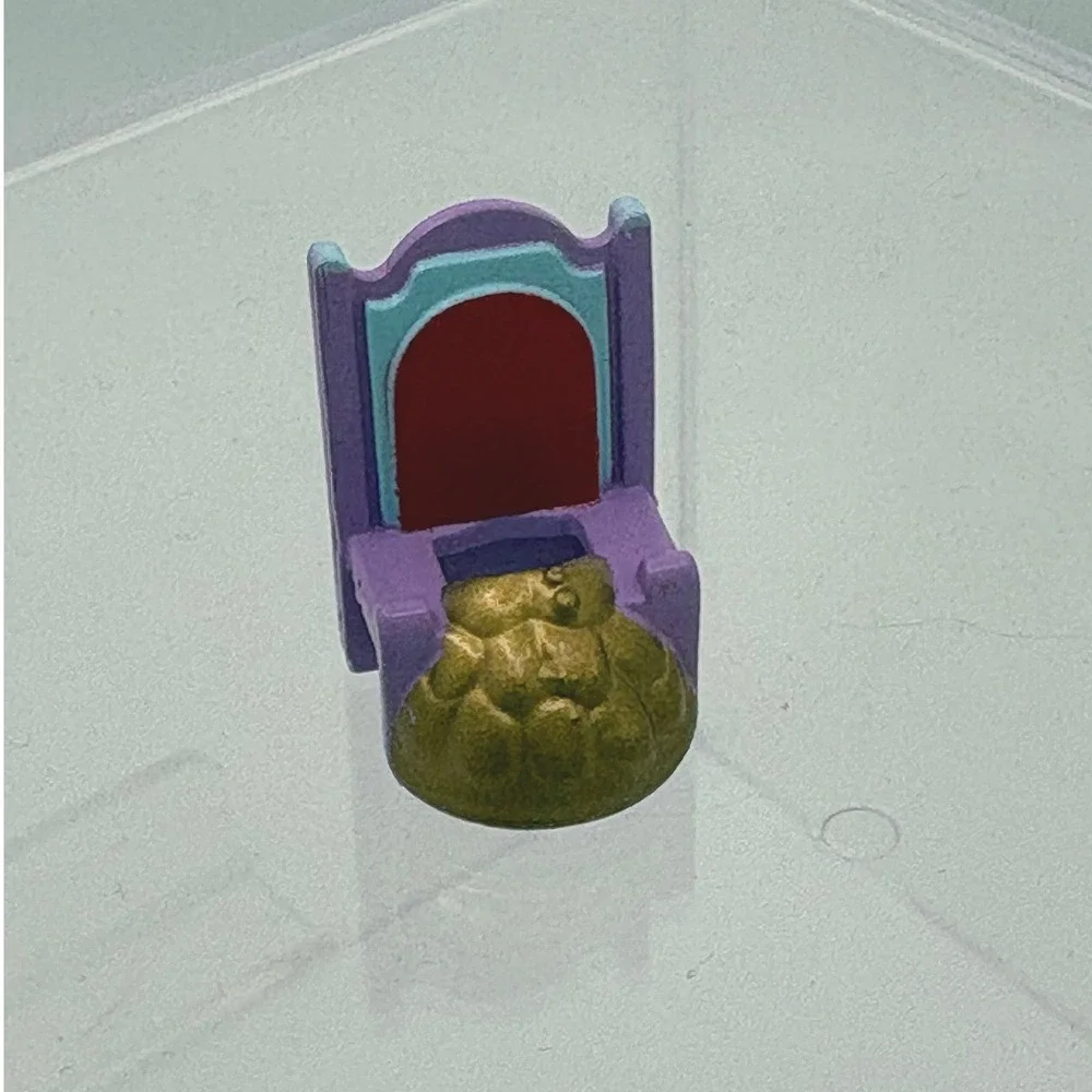 Vintage Polly Pocket Throne Chair Miniature Furniture Purple Gold Teal Accessory